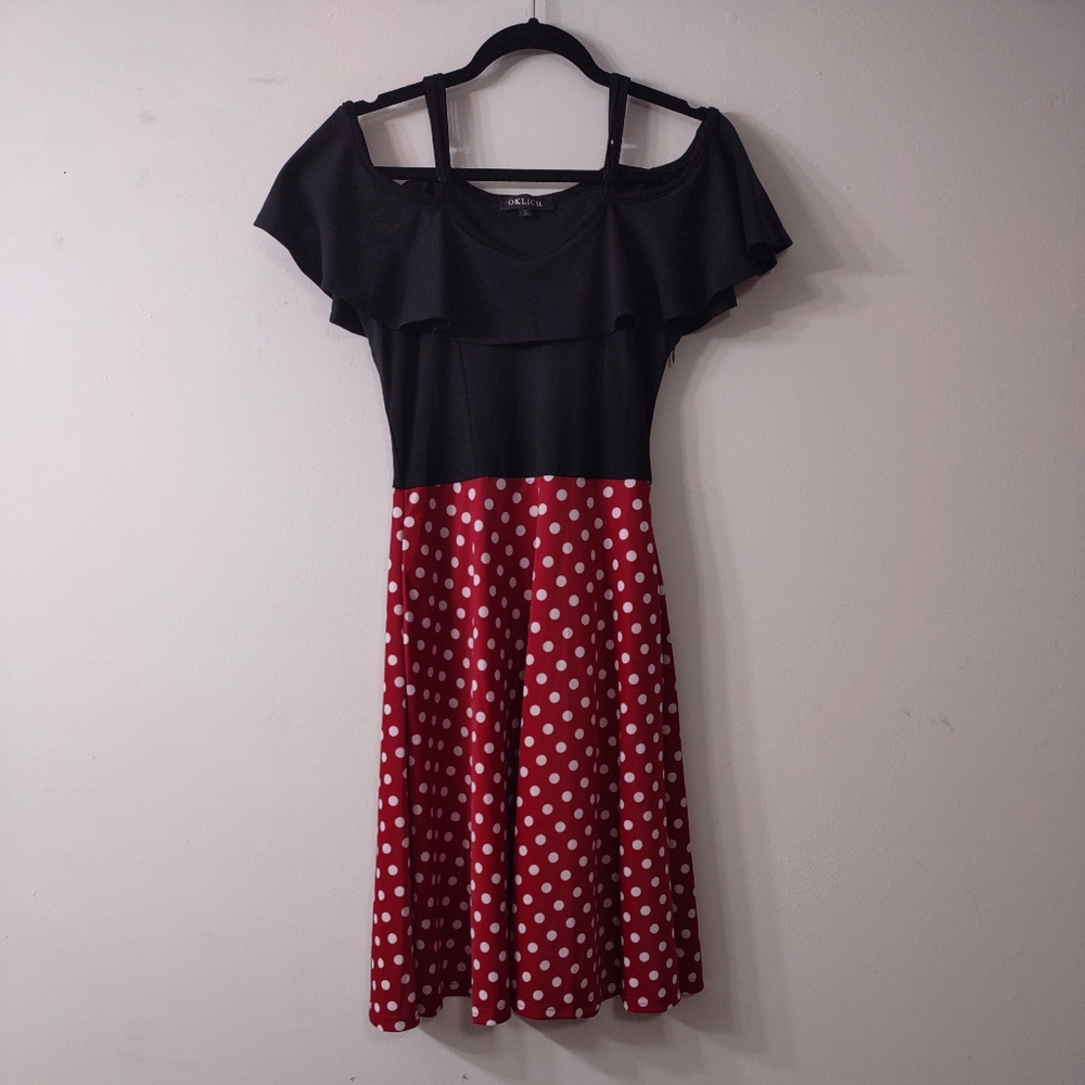 Oklich Minnie Mouse Inspired Midi Dress, Size Small